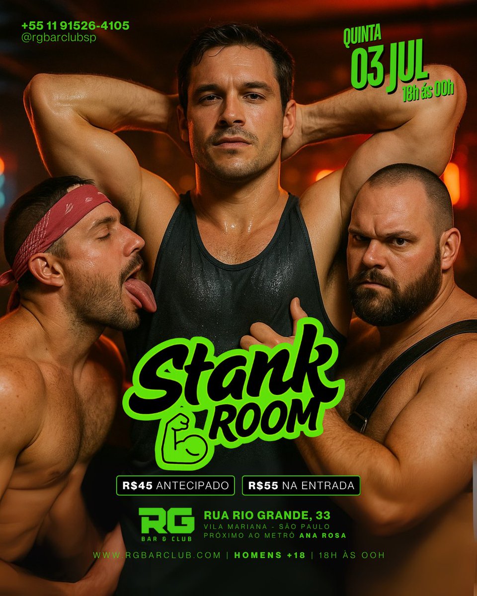 rgbarclub's tweet photo. QUINTA | 03/07 | 18h às 00h
💪 STANK ROOM
💵 R$45 - Antecipado 👉 https://t.co/xdj4yBIHYF
💵 R$55 - Balcão
📍 Rua Rio Grande, 33
⛔ Entrada até às 23h
🚫 Só homens +18
#RGBarClub #StankRoom #SmellyMen #SuorGay #GayCruising #AxilaQuente #GayFetishSP #BarGaySP #CheiroDeMacho https://t.co/OxH1znobGx