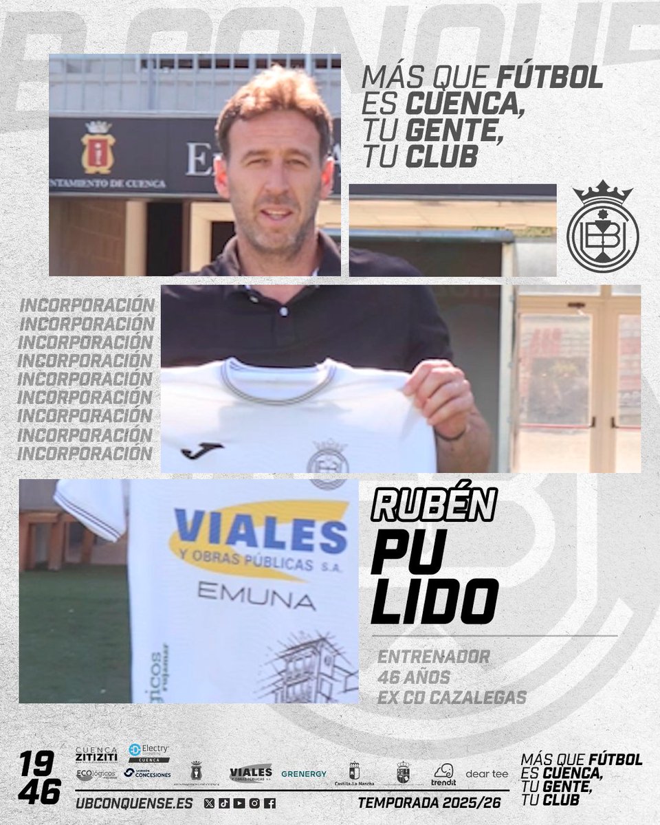 📢 #UBConquense

Comunicado oficial: Rubén Pulido se convierte en el nuevo entrenador de la UB Conquense.

🔗ubconquense.es/noticias/Comun…

¡Bienvenido de nuevo a La Fuensanta, Rubén!

#RubénPulidoesBalompédico
