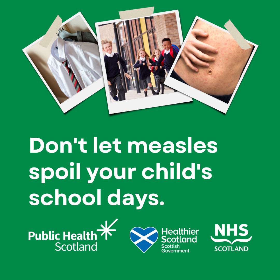 It’s important to check that your child has had two doses of the MMR vaccine before they start school in August and mix with lots of new children. For more information on how to check your child is fully protected, visit nhsinform.scot/MMRagainstMeas…

#DontLetMeasles