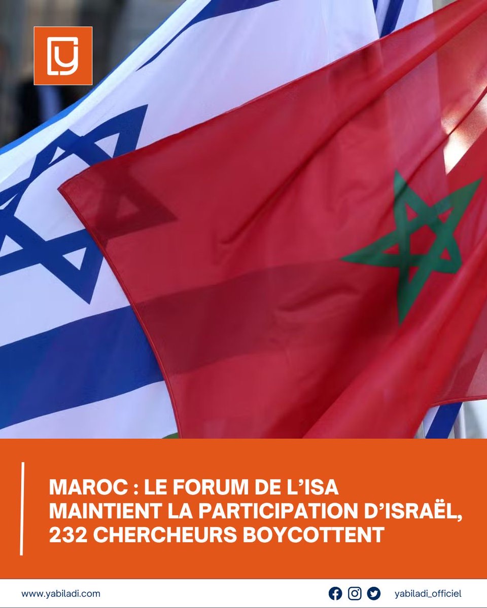 yabiladi_fr's tweet photo. 📢 232 chercheurs appellent au boycott du Forum mondial de sociologie à Rabat en raison de la participation israélienne, dénonçant une contradiction éthique face aux crimes à Gaza 🇵🇸.

#Boycott #Palestine #Gaza #BDS #Rabat #Sociologie 

https://t.co/sFdgACSUtj https://t.co/lNr6rteSM1