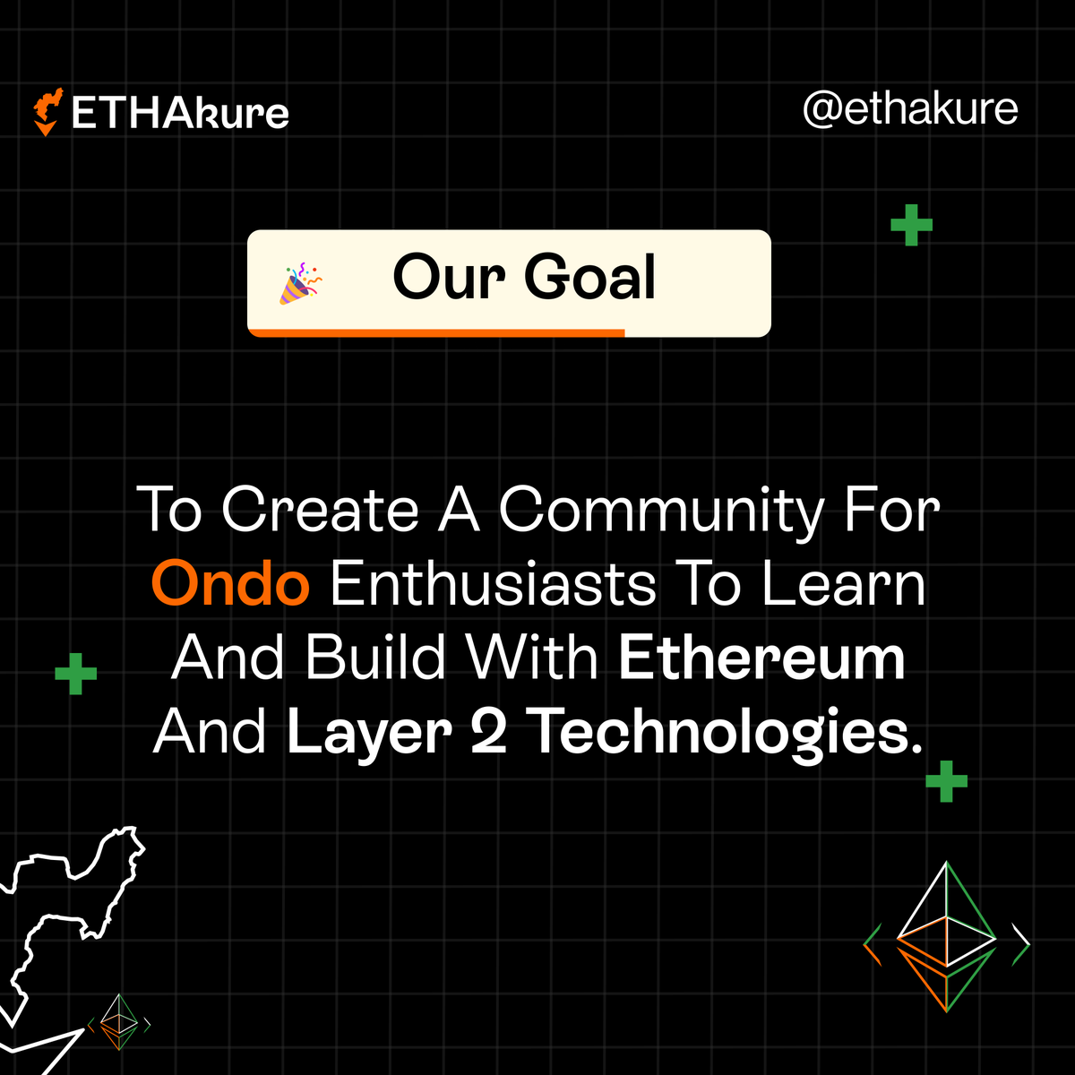 EthAkure's tweet photo. Our goal is to build a home for Ondo enthusiasts to learn, connect, and build with @ethereum and Layer 2 technologies. https://t.co/CgkMFzPFIi