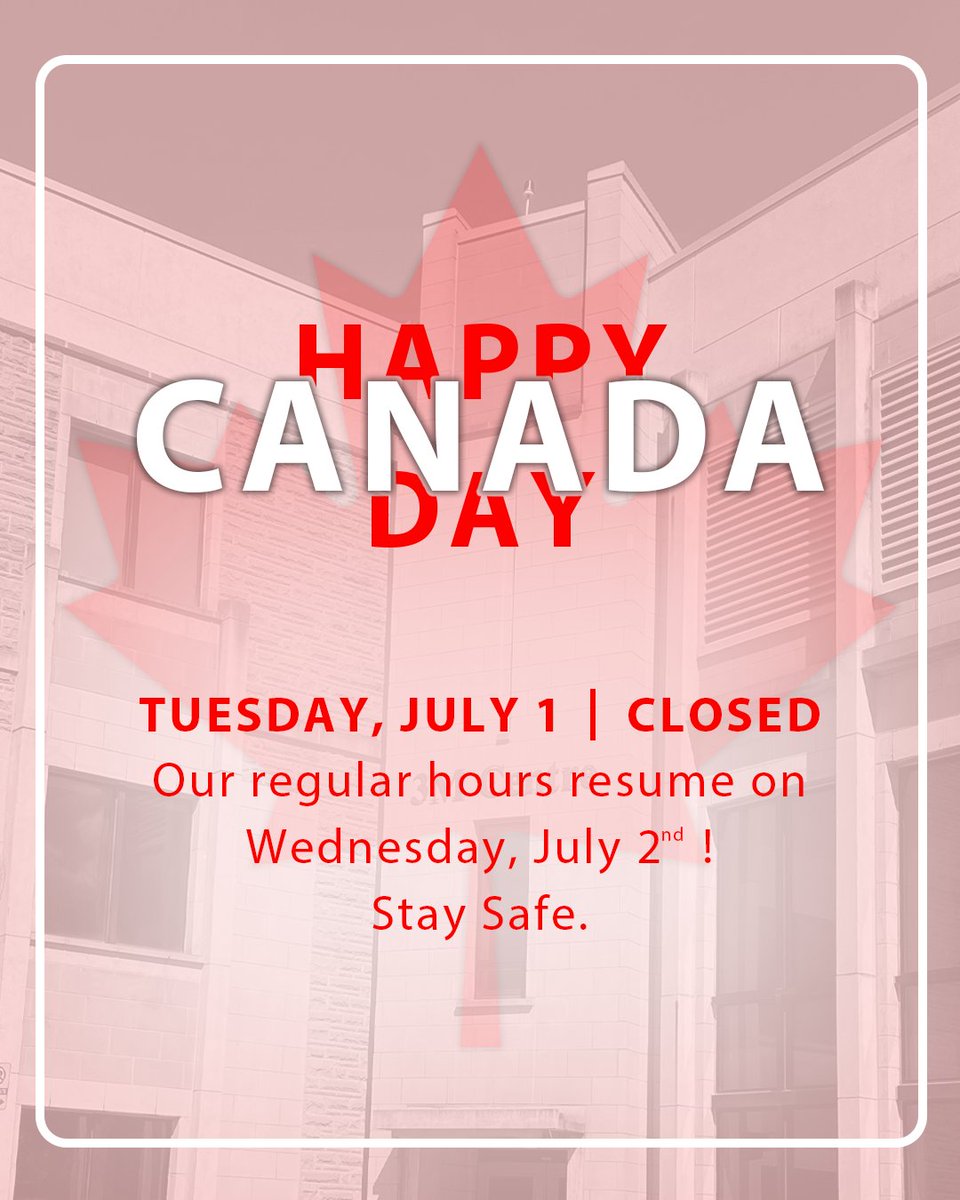 Friendly reminder that Fowler Kennedy is operating on a regular schedule on Monday, June 30 and is closed on Tuesday, July 1 for Canada Day.