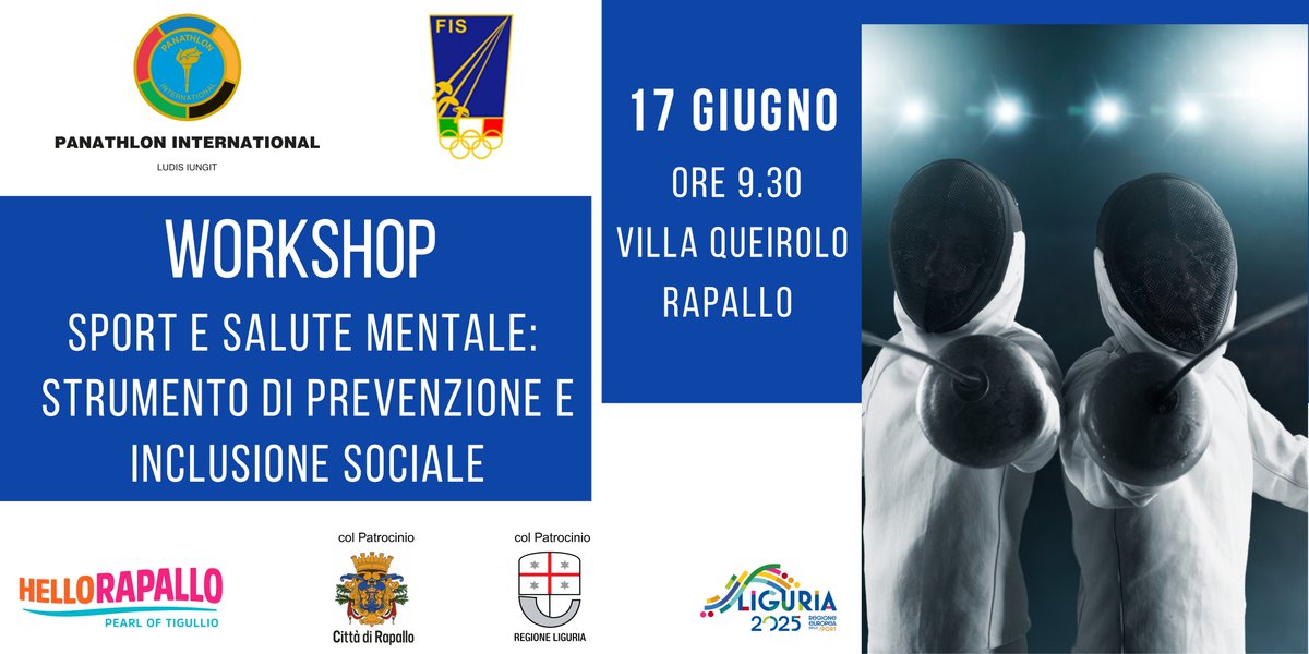 Workshop_Sport e salute mentale: strumento di prevenzione e inclusione sociale

Il Convegno, organizzato in occasione dei Campionati Europei di Scherma a Genova, è stata occasione di confronto su contenuti sportivi di rilevanza.

Video del Convegno
youtube.com/watch?v=FYbZv3…