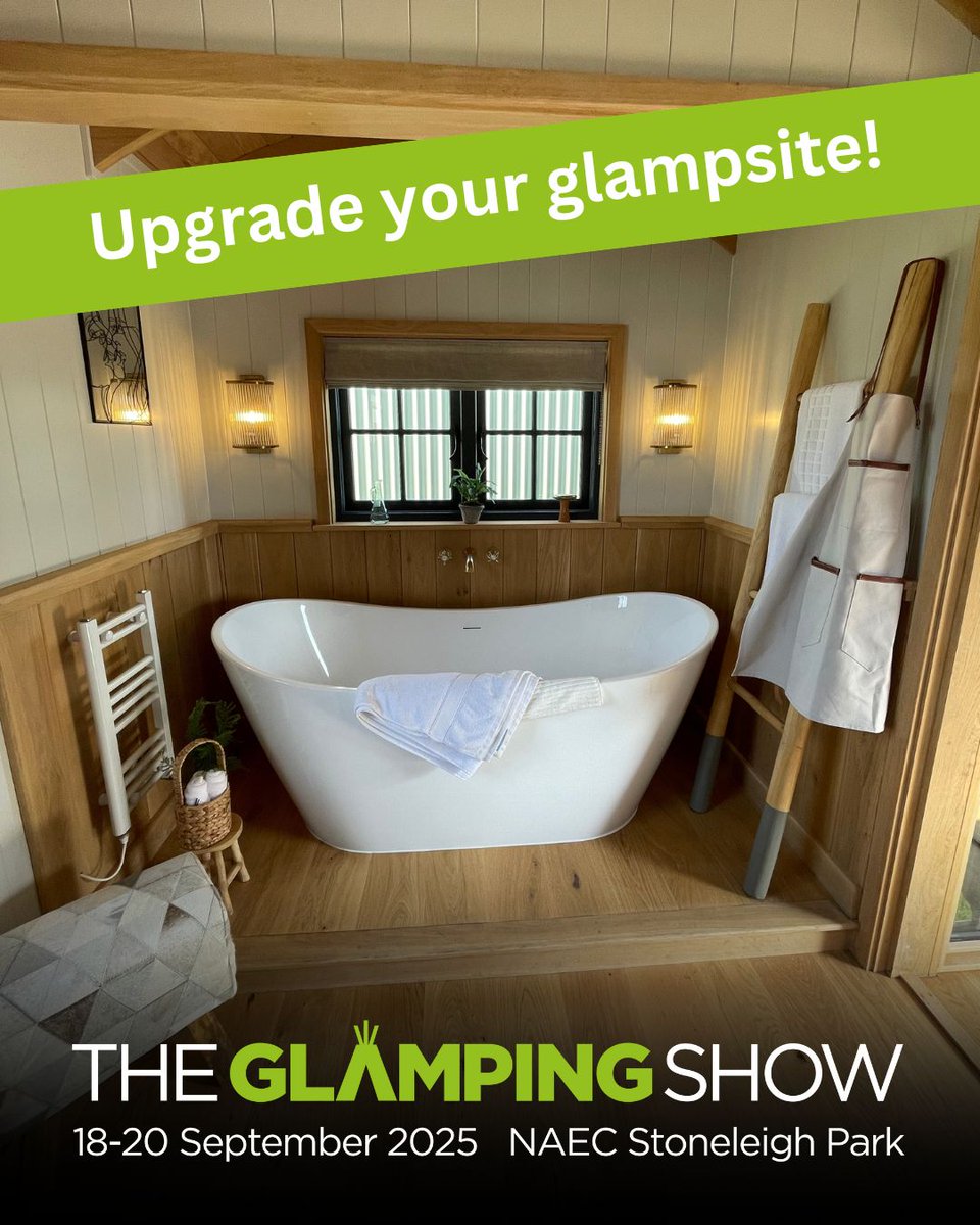 Upgrade your glampsite in a day! 🛖☀️🛁

Find top suppliers &amp; expert advice at The Glamping Show 2025.

📅 18–20 Sept | 📍 NAEC Stoneleigh
🎟 Free tickets: theglampingshow.com/visit/why-visi…

#GlampingGrowth #SiteUpgrades #TheGlampingShow2025