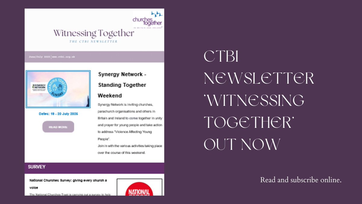 CTBI's tweet image. Read and subscribe to the CTBI monthly newsletter 'Witnessing Together': shorturl.at/O9TUg