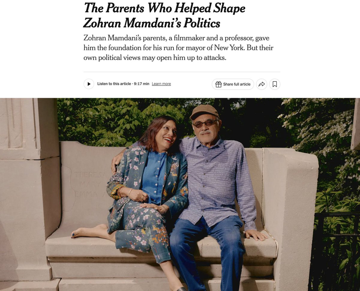 Despite the fact that they were not born or raised in America, Zohran Mamdani's mother was welcomed as a student at Harvard and his father is a professor at Columbia, two of the most elite American institutions.  His father originally came to the U.S.  as a sponsored college