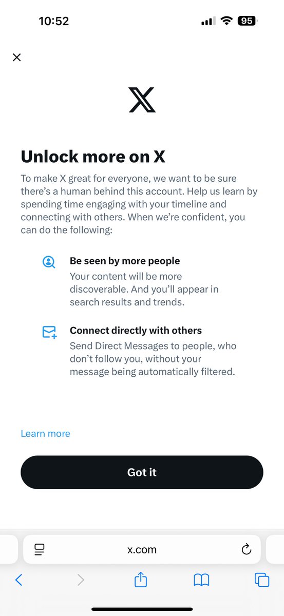 DemocracyForYou's tweet photo. Nice. I’ve been a user for years and @X thinks I need to interact more to be sure I’m real. Anyone could look at my timeline and conclude this is in fact a real person. https://t.co/FcwsFhEOBq