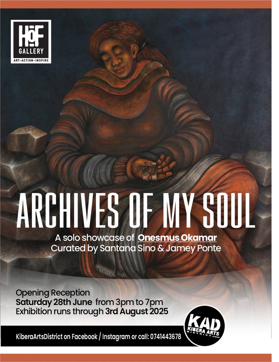 ARCHIVES OF MY SOUL EXHIBITION.
The powerful solo exhibition ARCHIVES OF MY SOUL by Onesmus Okamar is now open at 𝐇𝐎𝐅 𝐆𝐚𝐥𝐥𝐞𝐫𝐲 𝐊𝐢𝐛𝐞𝐫𝐚 Curated by Santana Sino and Jamey Ponte.
The exhibition runs through 3rd August 2025.