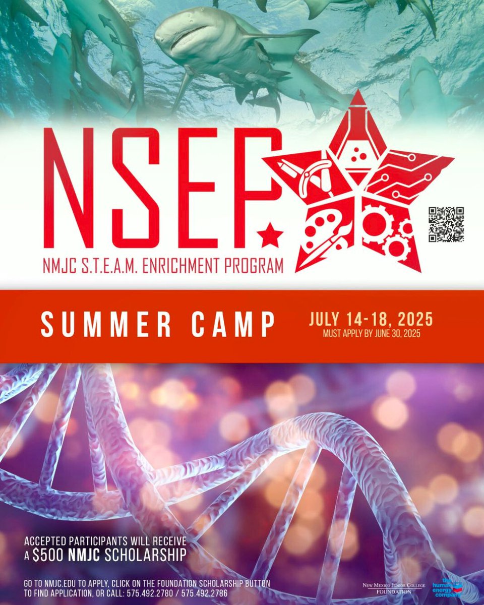 Attention high school juniors and seniors! Today is the last day to register for NMJC’s NSEP Summer Camp, July 14-18, 2025. Learn exciting hands-on skills like dissection, stitching, and more! Accepted participants receive a $500 scholarship to NMJC!