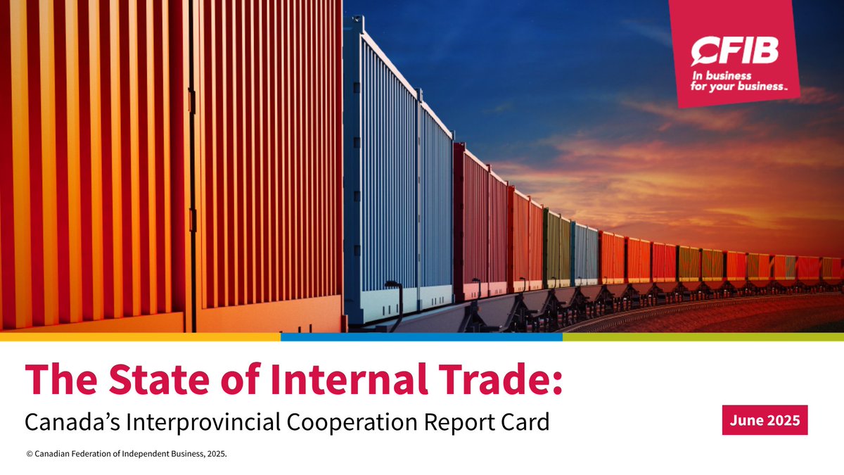📣 CFIB’s 2025 Internal Trade Report Card is out! While some provinces are starting to make progress, significant barriers still hold small businesses back from operating freely across Canada. It’s time to turn promises into concrete action❗ 

📊 See the full results and what