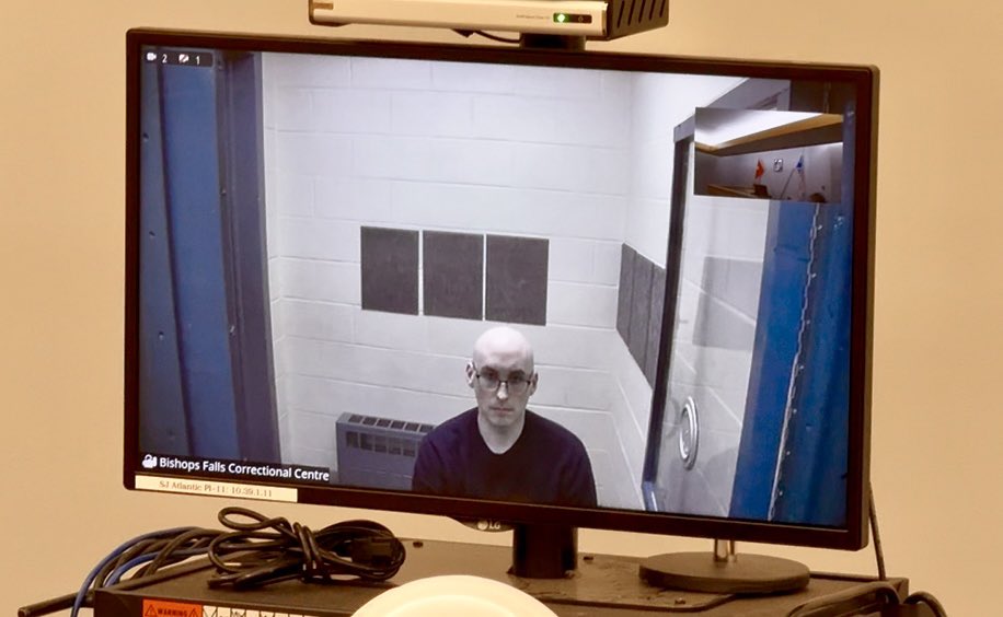 Markus Hicks - the NL teacher &amp; volleyball coach who used fake female profiles on social media to lure teens for sexual purposes - has pleaded guilty to 54 of his 218 charges. Hicks is on video from Bishop’s Falls Correctional Centre. <a href="/NTVNewsNL/">NTV News</a>