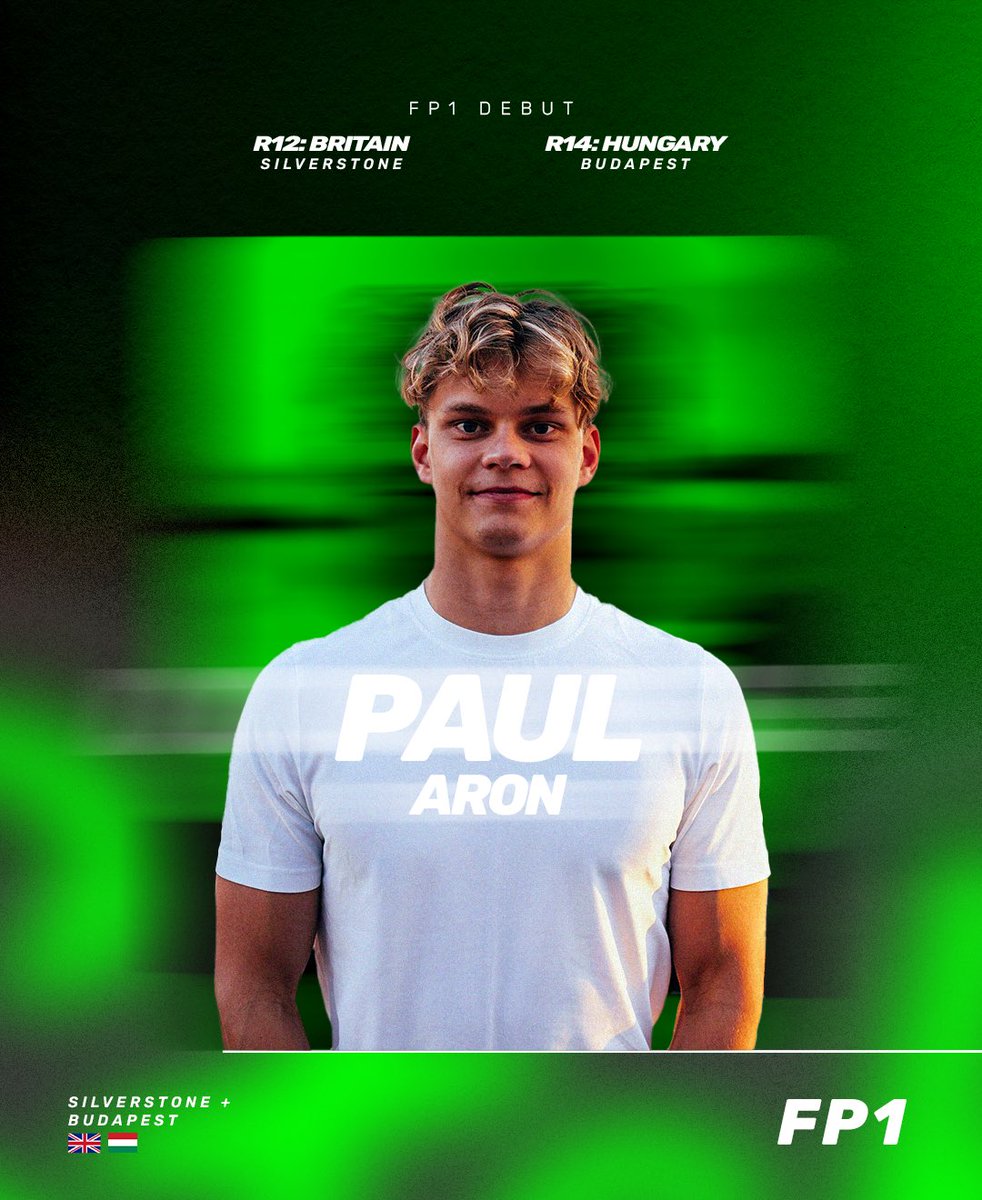 Paul Aron will make his FP1 debut with the team this weekend at the #BritishGP, using Nico’s car for the first session - in agreement with @alpinef1team 🇬🇧 

See you in Silverstone, <a href="/PaulAron16/">Paul Aron</a> 💚