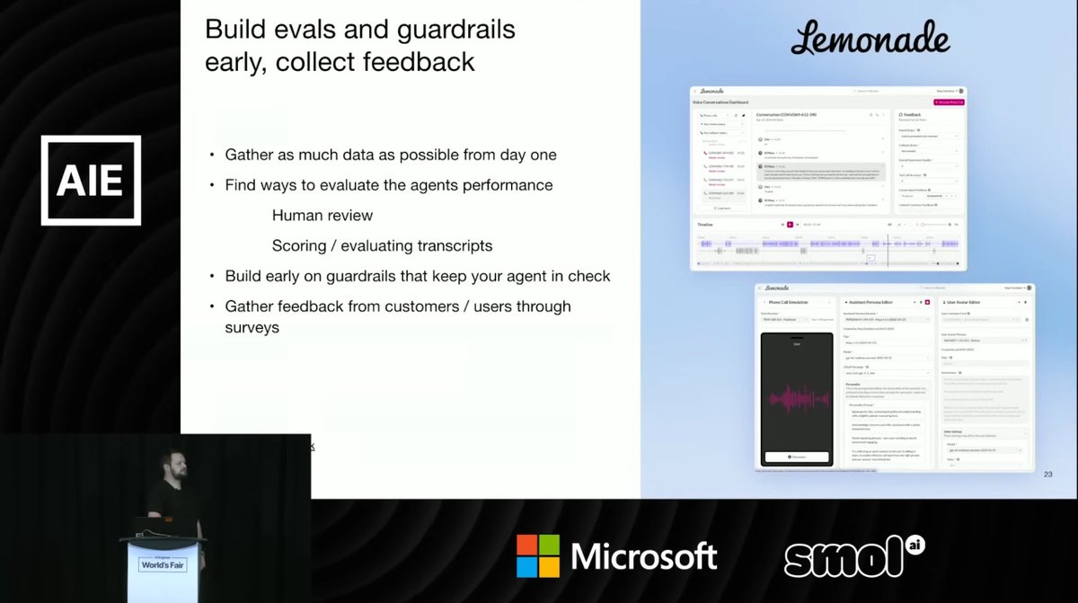 jakebrowatzke's tweet photo. BREAKING: New OpenAI Developer keynote covers $LMND breakthroughs in AI Voice Agent integration and training, highlighting the OpenAI x Lemonade partnership.

One attendee 15 minutes into the presentation asked: "My question regards to the previous slides on Lemonade. So you're displaying how they have this dashboard.... Is this a dashboard OpenAI provides and Lemonade just integrates?"

OpenAI answer: "No. So in this case they built their own solution for it."

Link to Keynote and highlights  👇