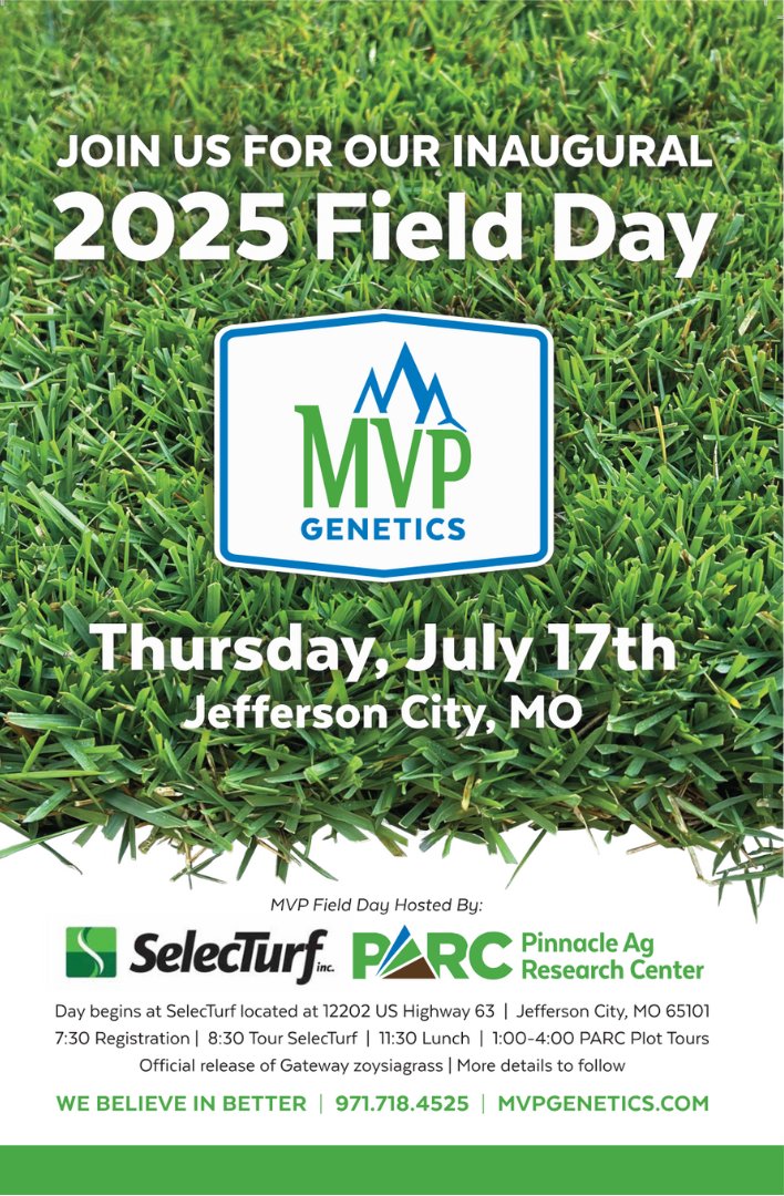 MVP Genetics (@mvpgenetics) on Twitter photo A little more than two weeks to go! Don't forget to register for <a href="/MVPGenetics/">MVP Genetics</a>' inaugural field day on July 17th in Jefferson City, MO!
Time is running out, secure your spot today!
mvpgenetics.com/mvp-field-day/
#MVPGenetics #FieldDay #Turfgrass #JeffersonCity #Innovation #KeepItReal A little more than two weeks to go! Don't forget to register for <a href="/MVPGenetics/">MVP Genetics</a>' inaugural field day on July 17th in Jefferson City, MO!
Time is running out, secure your spot today!
mvpgenetics.com/mvp-field-day/
#MVPGenetics #FieldDay #Turfgrass #JeffersonCity #Innovation #KeepItReal
