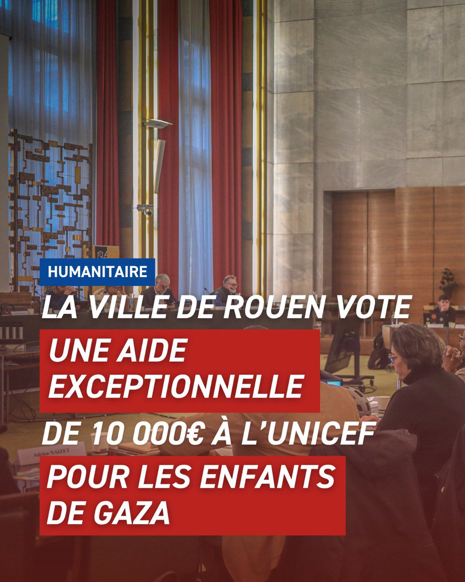 Nicolas Mayer-Rossignol (@nicolasmayernmr) on Twitter photo #EngagementTenu : j’ai proposé au Conseil municipal de <a href="/Rouen/">Ville de Rouen</a> une aide de 10 000 € à <a href="/UNICEF_FR/">UNICEF (FR)</a> pour les enfants de Gaza, premières victimes de ce drame absolu. Elle a été votée à l’unanimité j’en remercie tous les élus. Ce n’est qu’un petit rien mais nous devons, partout, agir. #EngagementTenu : j’ai proposé au Conseil municipal de <a href="/Rouen/">Ville de Rouen</a> une aide de 10 000 € à <a href="/UNICEF_FR/">UNICEF (FR)</a> pour les enfants de Gaza, premières victimes de ce drame absolu. Elle a été votée à l’unanimité j’en remercie tous les élus. Ce n’est qu’un petit rien mais nous devons, partout, agir.