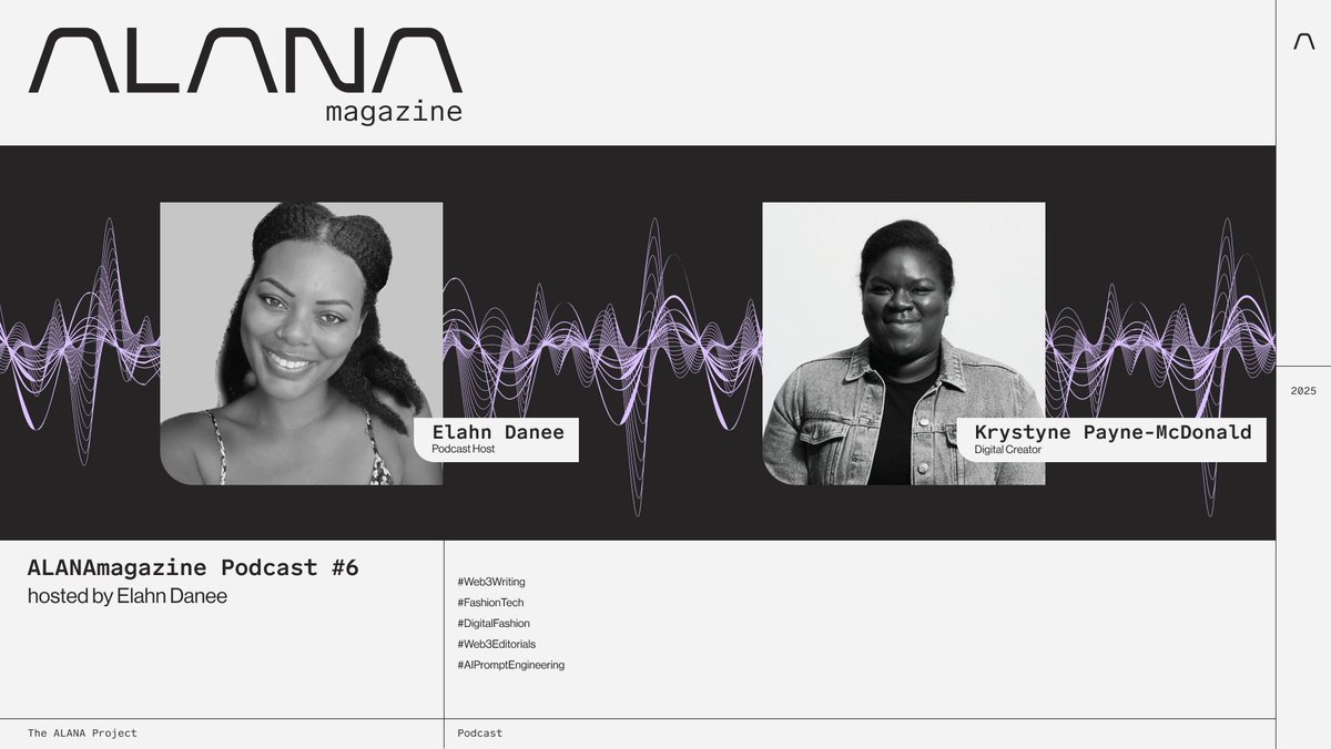 No one creates alone — that’s the message Krystyne Payne-McDonald brings to <a href="/Elahn_Danee/">Elahn Danee</a> during ALANAmagazine Podcast #6. 

From big brands to digital fashion, she reveals how curiosity and teamwork shape her work. 

📖paragraph.com/@the-alana-pro…

👀youtube.com/watch?v=odNRxF…