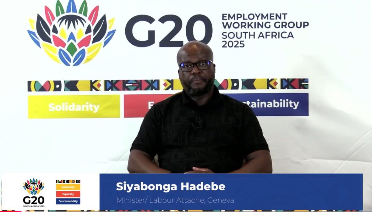 [WATCH] 🎥 Siyabonga Hadebe on the priorities of the Employment Working Group (EWG) for the <a href="/g20org/">G20 South Africa</a> presidency.
youtu.be/toYpIz-fVKU?si…

#Yazini #ServicedeliveryZA #GovZAUpdates #ReKaofela #BetterAfricaBetterWorld
#G20SouthAfrica