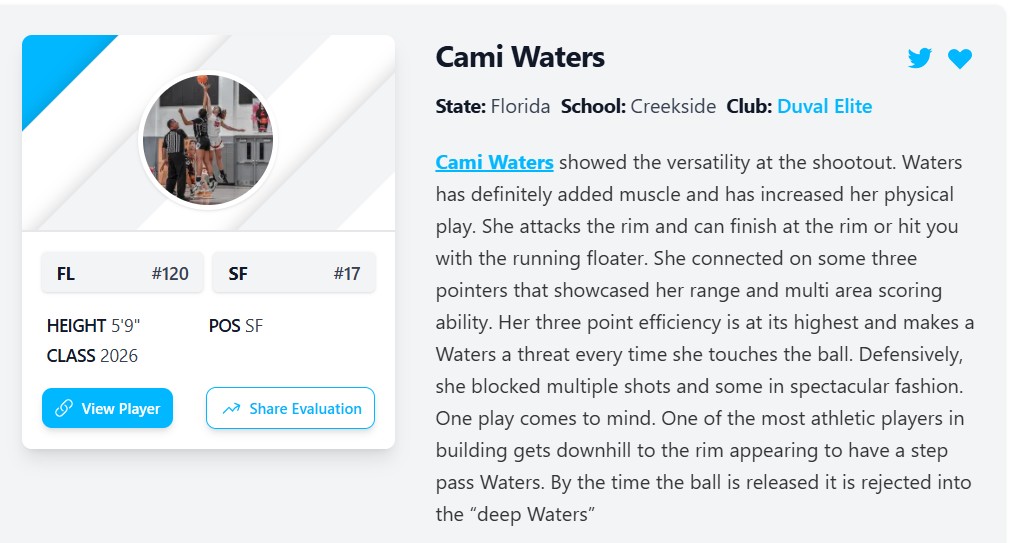 CamiWaters20's tweet image. Good weekend at the Camden Wildcat Shootout. Didn&apos;t get the outcomes we wanted but we had a great June as a team. Thanks @PGHFlorida for the recognition. Now time to get ready for Louisville with @DuvalElite 
@CreeksideGBB @Repsonreps__