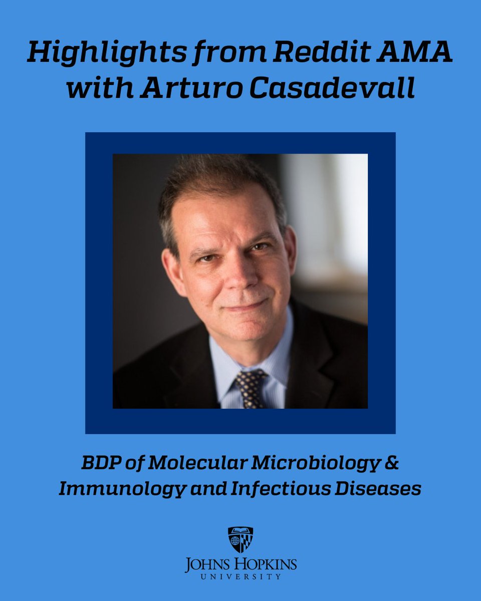 JHU_BDPs's tweet image. This month, @ACasadevall1 hosted a Reddit AMA on #fungi, #microbiology and life as an academic researcher. Here are a few highlights!
