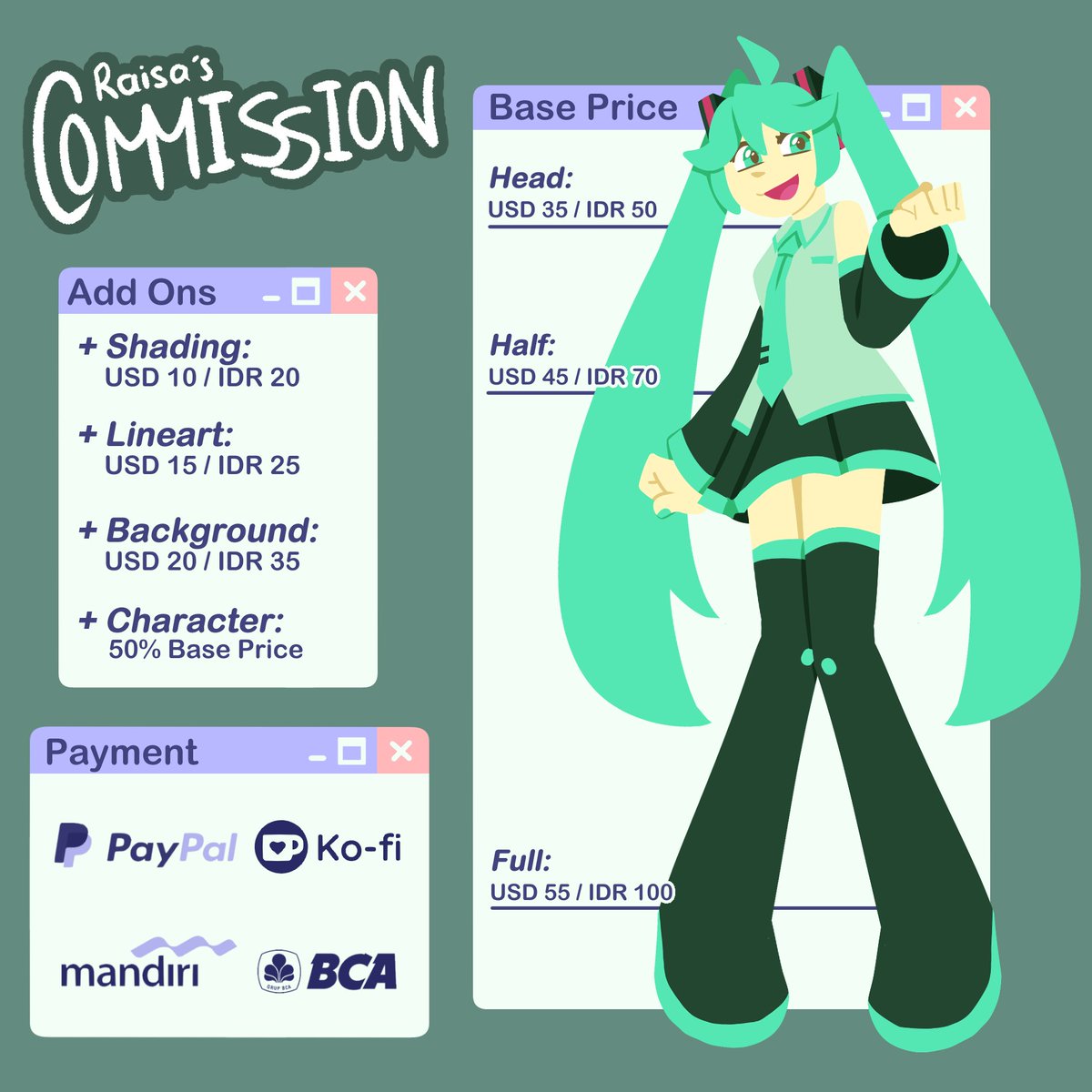 Raisalin7's tweet image. Commissions are always open!
I also accept comic and animation commission but prices varied based on the complexity
DM if interested!
#Commission #commissionsopen