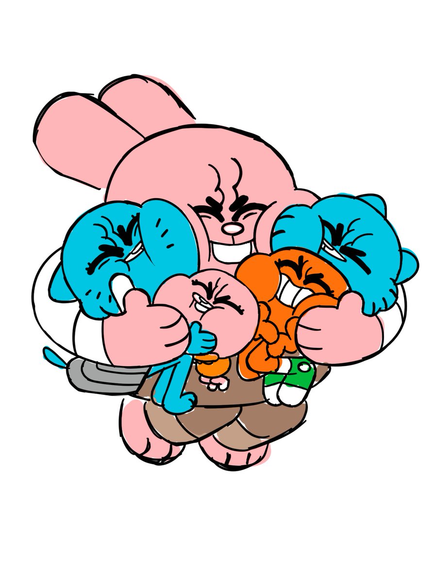 Regarding the new Gumball opening:

This is a drawing I made at home (so... nothing official!) before starting to animate the intro to help me decide how the hug would look like. The final pose I did ended up looking very similar to this one!