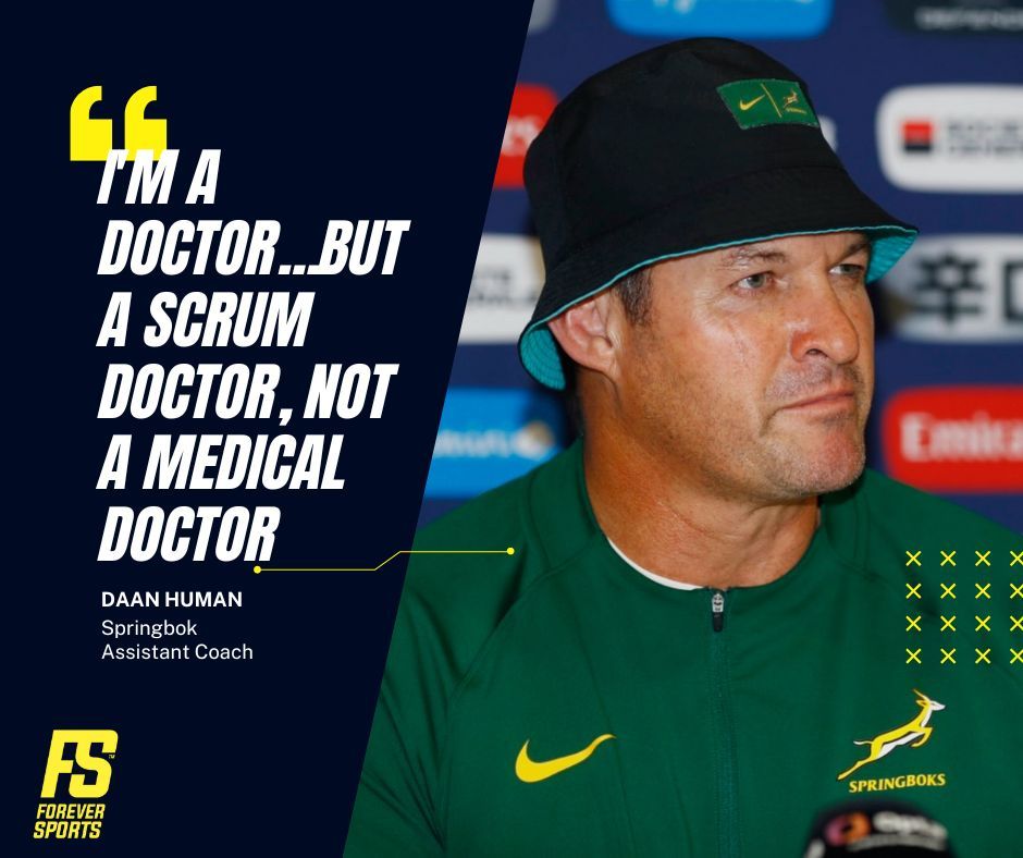 ForeverSportsOn's tweet photo. The best scrum doctor on the planet! 🥼
#Springboks #DaanHuman #RugbyNews #SARugby https://t.co/C4jwpiYhHX