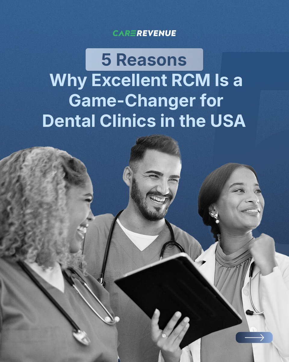 CareRevenue's tweet photo. 5 Reasons Why Excellent RCM Is a Game-Changer for Dental Clinics 

1️⃣ Real-Time Eligibility &amp; Benefit Verification
2️⃣ Accurate Treatment Plan Estimates
3️⃣ Automated Claims Submission &amp; Follow-Up
4️⃣ Support for Complex PPO Plans
5️⃣ Seamless Patient Billing &amp; Payment Options https://t.co/eUmVC6NPNn