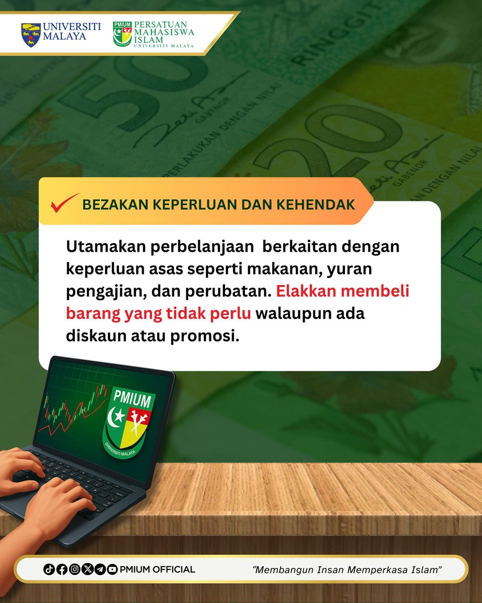 pmium1956's tweet photo. 📌[Tips Pengurusan Kewangan di Universiti]💸

Jom mulakan langkah pertama jadi mahasiswa yang celik kewangan! ✨

Perjalanan sebagai pelajar asasi mungkin singkat, tapi cukup mencabar dari pengurusan kewangan dari segi keinginan dan keperluan harian. https://t.co/F0ypEesXGk