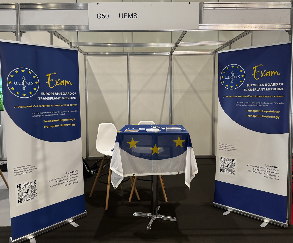 UEMSSurg's tweet photo. 🌍 We’re thrilled to be at the #ESOT Congress in London!
📍 Visit the UEMS booth to learn about our mission & upcoming Fellowship Examinations.
🔗 Find out more on our website: https://t.co/n2Z9N1wbUU
#UEMS #Transplantation #MedEd #FellowshipExams https://t.co/52nFlblLl1
