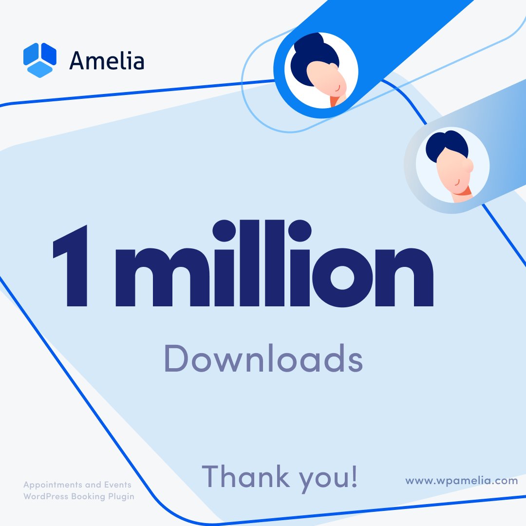 We just hit 1 MILLION downloads on WordPress.org!

A huge THANK YOU to our amazing community for the support, trust, and feedback that helped us grow Amelia into what it is today. 💙

Here’s to millions more appointments booked and businesses streamlined!

#WordPress