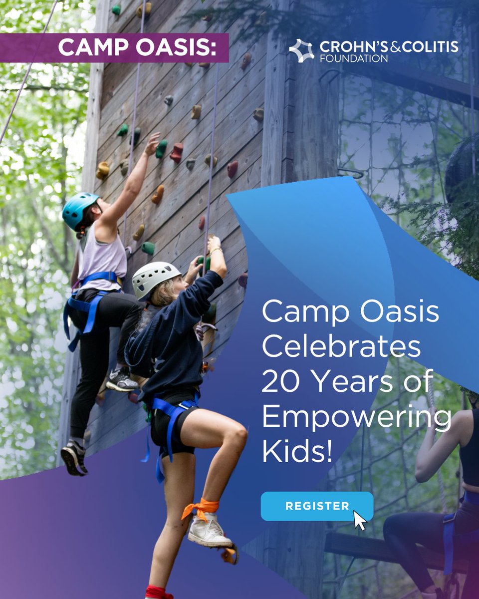 Camp Oasis turns 20! For two decades, our summer camp has helped kids with IBD make friends, build confidence, and create lifelong memories. Registration for our 2025 season is open—join us at a local camp or online with CampOasis@Home for an unforgettable anniversary summer of