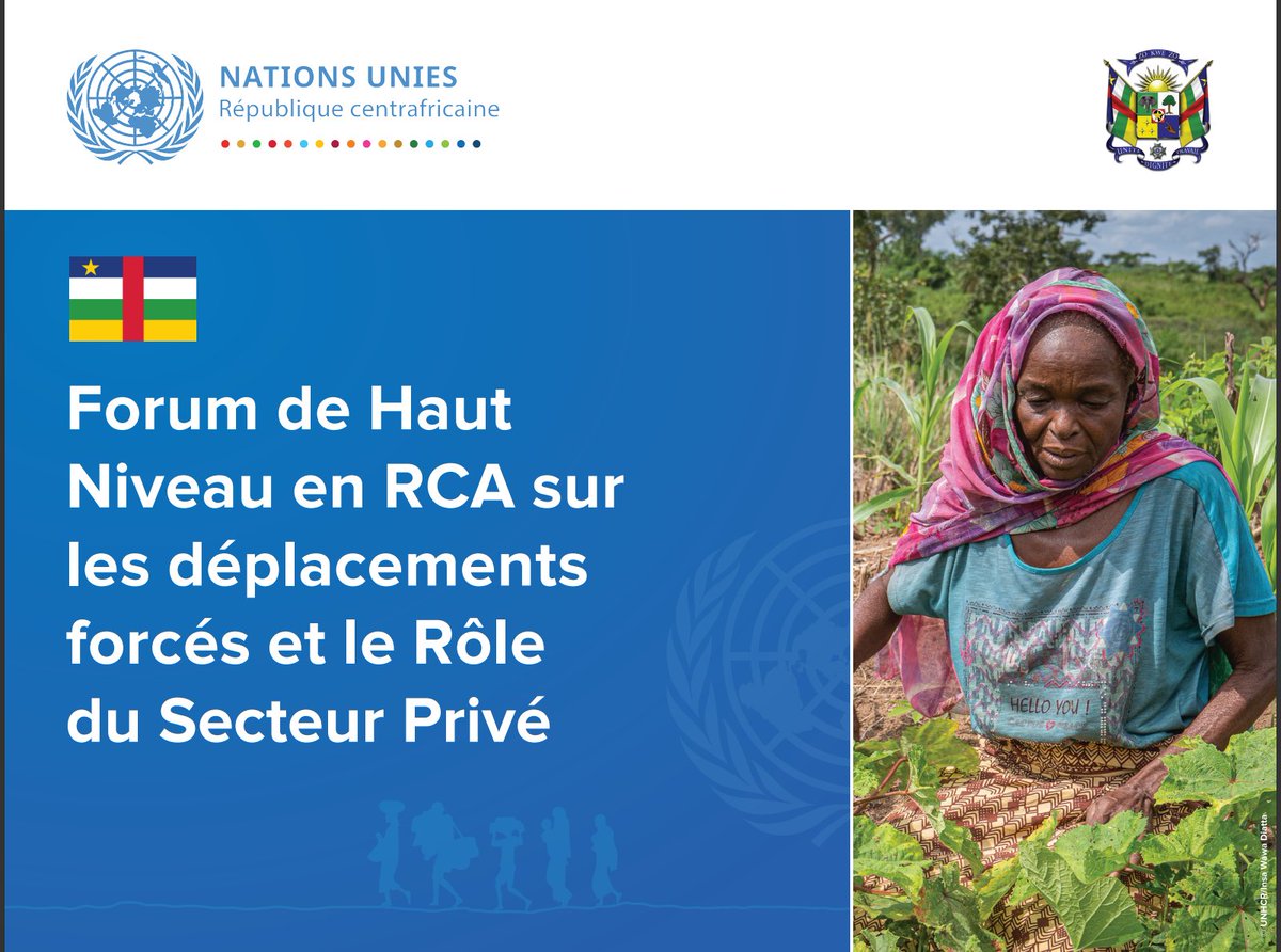 UNHCR_CAR's tweet image. 🔔J-1!
Le secteur privé se mobilise pour soutenir les solutions durables au déplacement forcé en #RCA.
📍1–2 juillet | +150 participants attendus
#CARSolutions #SolutionsPourCAR
@RcaUnct