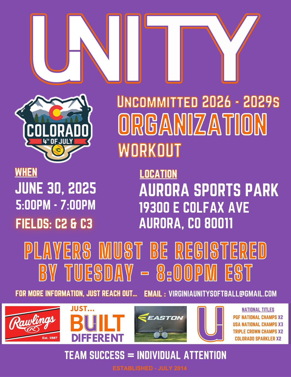 I will also be attending the Unity organizational workout too. 

@unity_lott_16u
