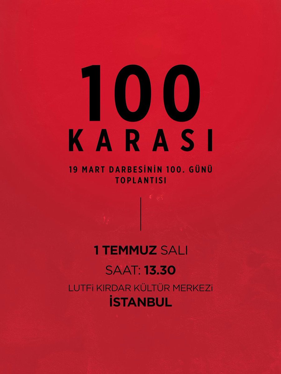 Genel Başkanımız Özgür Özel, demokrasi ve adaletin 100. KARA gününde “100 KARASI” toplantısında konuşacak.

🗓 1 Temmuz Salı
⏰ 13.30
📍Lütfi Kırdar Kültür Merkezi / İstanbul