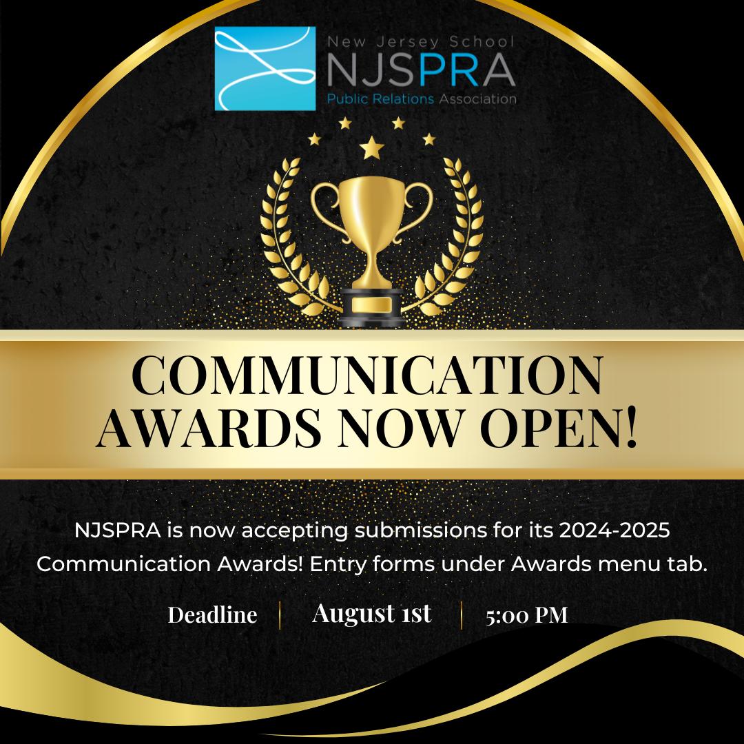 You have one month left to submit your best work to NJSPRA's Annual School Communication Awards! The deadline is August 1st at 3 pm, don't miss out! njspra.com/Communications…