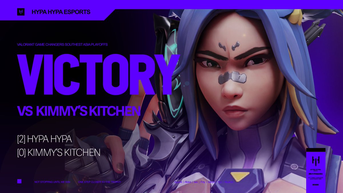 Hypa Hypa Esports (@hypahypaesports) on Twitter photo It was Kimmy's Kitchen but we cooked. GGs to <a href="/KimmysKitchen_/">Kimmy's Kitchen</a> 2-0 today (13-3, 13-3)
SEE YOU ON WEDNESDAY <a href="/TeamFalconsGG/">Team Falcons</a> It was Kimmy's Kitchen but we cooked. GGs to <a href="/KimmysKitchen_/">Kimmy's Kitchen</a> 2-0 today (13-3, 13-3)
SEE YOU ON WEDNESDAY <a href="/TeamFalconsGG/">Team Falcons</a>