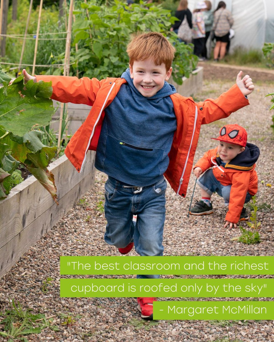 "The best classroom and the richest cupboard is roofed only by the sky"  
- Margaret McMillan, Nursery Education Pioneer, 1860-1931 

Find out more about how to provide play and learning wholly or partially outdoors: playscotland.org/resources/my-w…