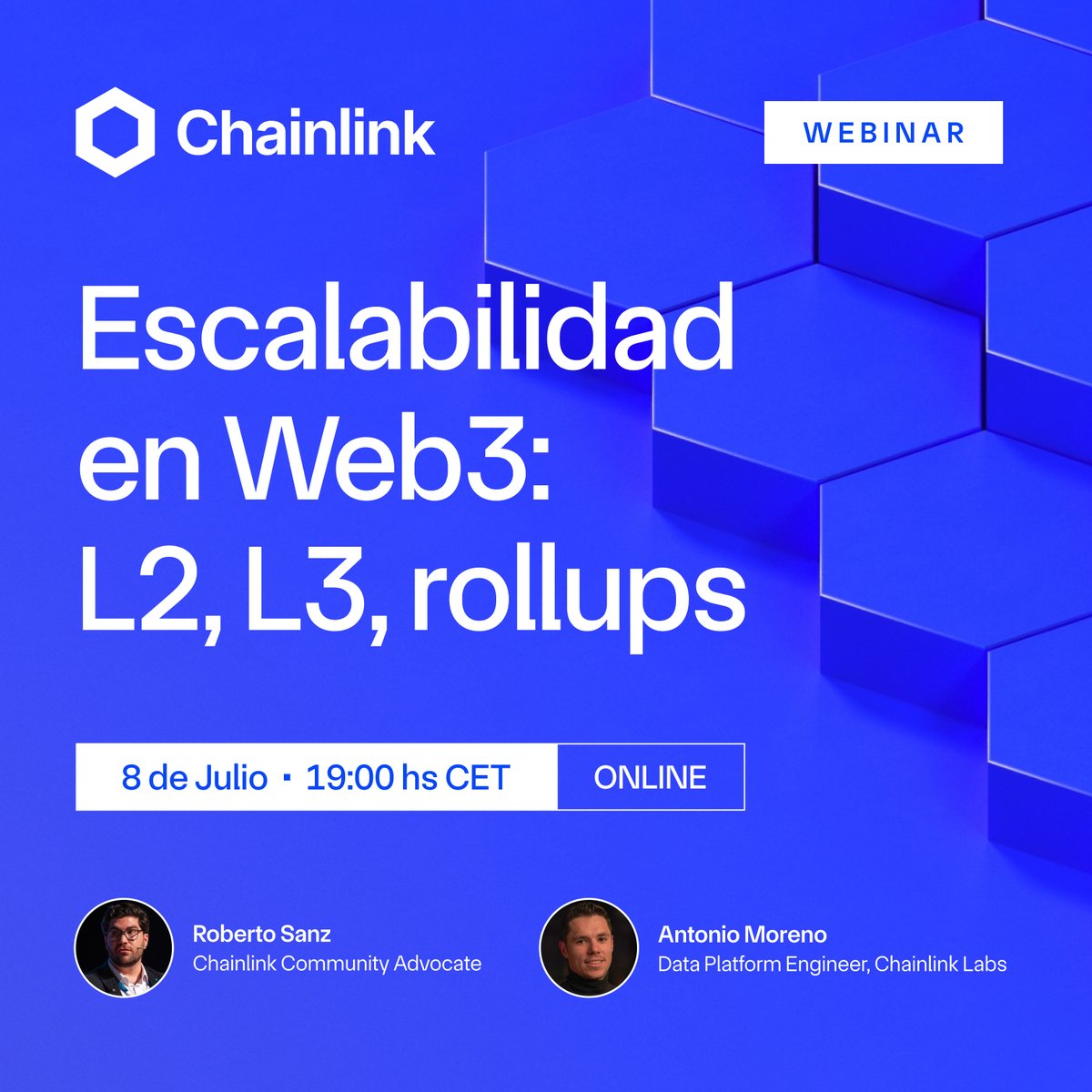 Chainlink - Cuenta oficial en español ⬡ (@chainlinkesp) on Twitter photo ¡Webinar de Chainlink! Escalabilidad en Web3: L2, L3 y Rollups!
📅 3:00 PM ET / 7:00 PM CET
🎙 <a href="/CriptoRoberto/">Roberto Sanz ⚡️</a> + <a href="/nito__moreno/">nito moreno</a>
💡 Aprende y conecta con la comunidad de Chainlink
Registros en el primer comentario 👇 ¡Webinar de Chainlink! Escalabilidad en Web3: L2, L3 y Rollups!
📅 3:00 PM ET / 7:00 PM CET
🎙 <a href="/CriptoRoberto/">Roberto Sanz ⚡️</a> + <a href="/nito__moreno/">nito moreno</a>
💡 Aprende y conecta con la comunidad de Chainlink
Registros en el primer comentario 👇