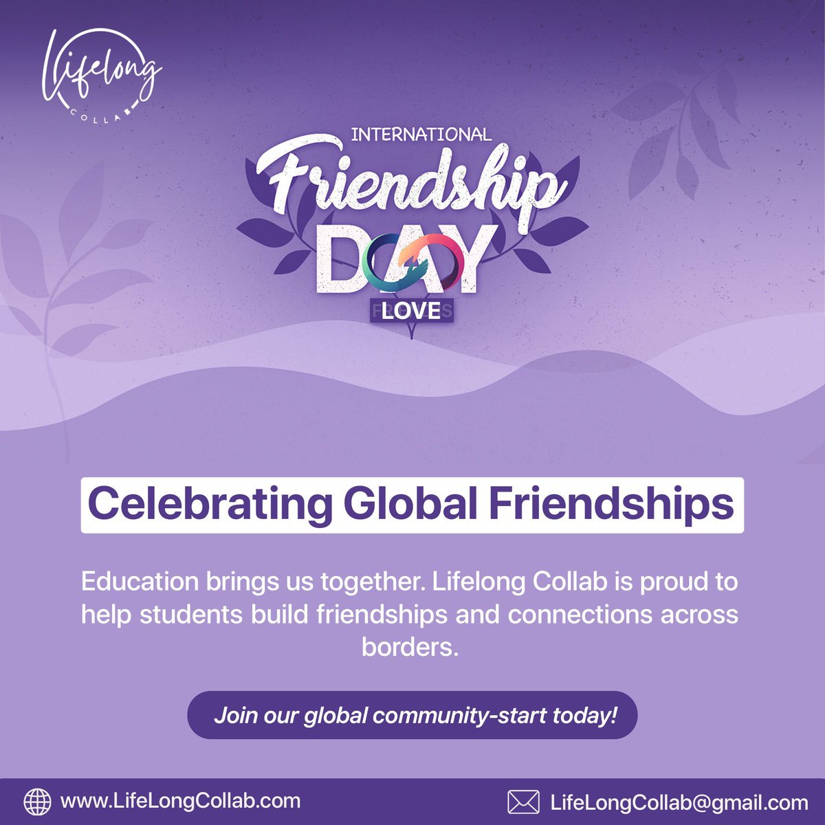 LifelongCollab's tweet photo. 🌟 Celebrating:InternationalFriendshipDay at LifeLong Collab! We believe education bridges cultures and fosters lifelong friendships. Join our community and connect with peers worldwide. Let's make friendships that cross borders! #GlobalEducation #LifeLongCollab #FriendshipGoals https://t.co/5Pgskxx0kh