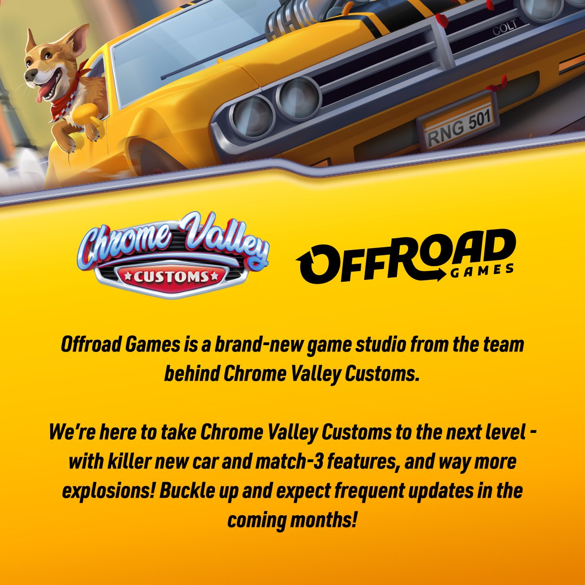We're back. 
Chrome Valley Customs is now officially in the hands of OffRoad Games, the original devs.
New era. New updates.
Stay tuned. 
#CVC #ChromeVally #ChromeVallyCustoms #OffRoadGames #GamingNews