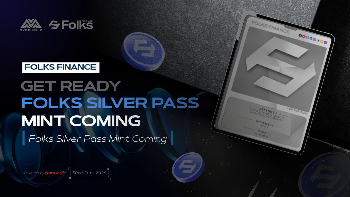 Get Ready: Folks Founders Silver Pass Mint coming

If you were whitelisted, this is your shot. No reroll, no second chance.

👉 Why care?

Early holder = future drop priority, access to OG community perks, and partner benefits across the Folks ecosystem.

Mint price: $60. Only