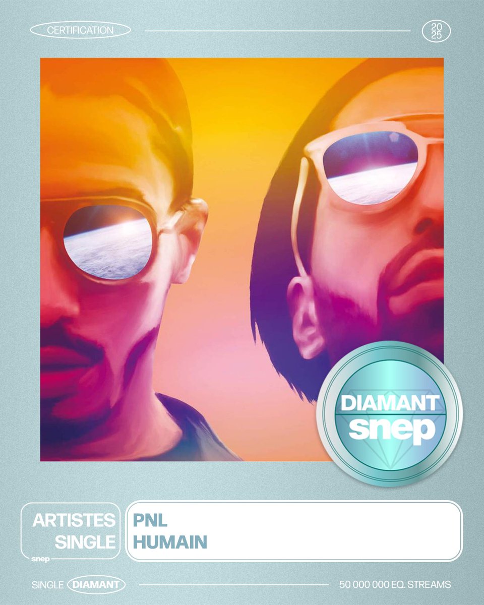 Le titre « Humain » de PNL est certifié Single Diamant ! 💎

50 000 000 équivalents streams 🎧

Bravo ! 👏