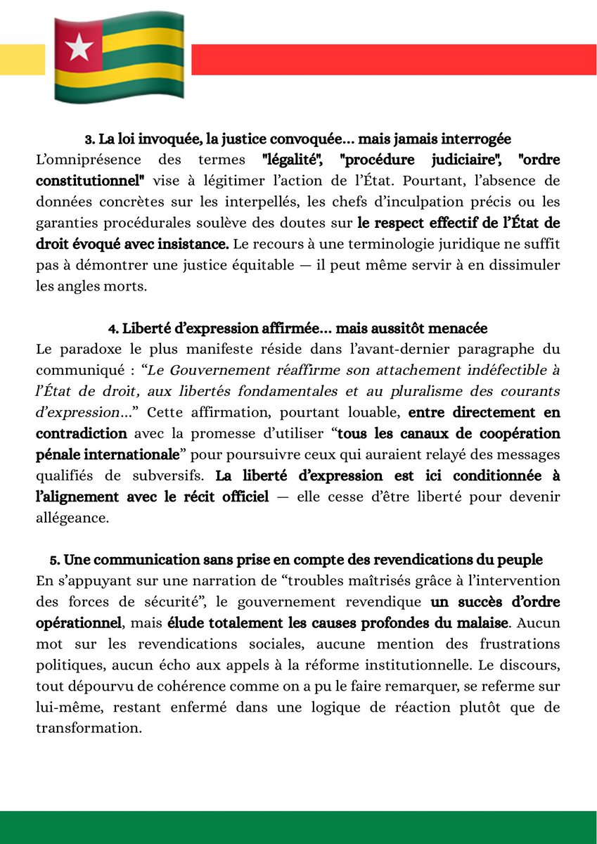 fra_romel's tweet photo. Ma Réponse suite à votre communiqué. Elle est longue et écrite en 6 points, mais vous en prendrez connaissance…
#FreeTogo #FaureMustGo 
@FEGnassingbe @presidencecstg @PresidenceTg
@Ferdi_Ayi @nathanielolymp https://t.co/GtrCMizTwM