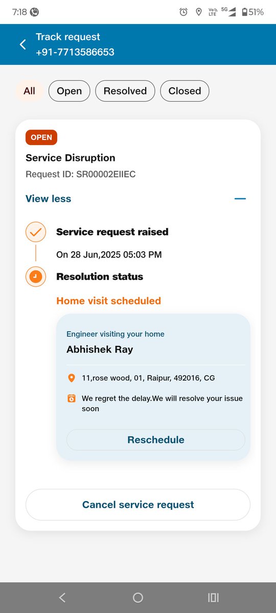 athudgar's tweet photo. @JioCare issue raise kiya do din ho gaya. Ek baar engineer jhoot bol diya ki ghar locked hai. Aaj aane waala the 3.00 pm par abhi tak nahi aaye hai. Jane kab aayenge। Such a pathetic service @JioCare fiber https://t.co/thb1L9Y8pF