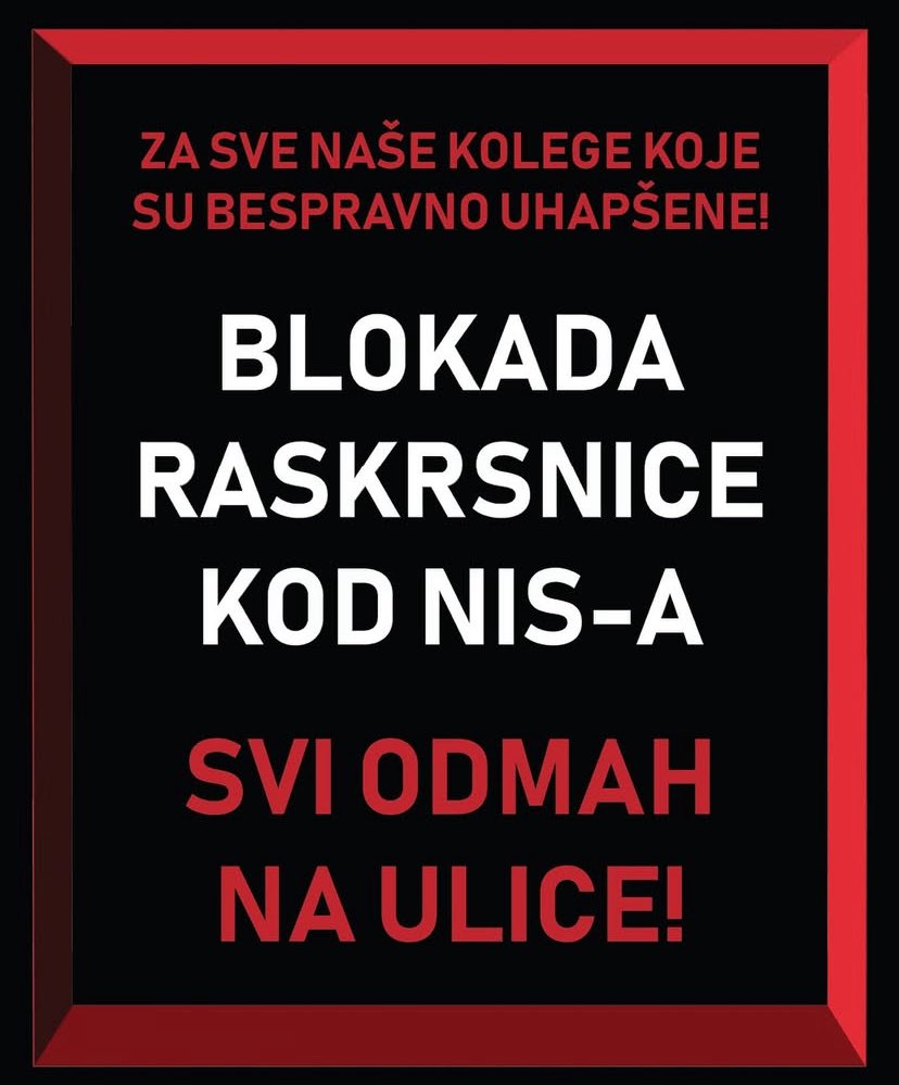 NOVI SAD 
SVI ODMAH NA ULICE!