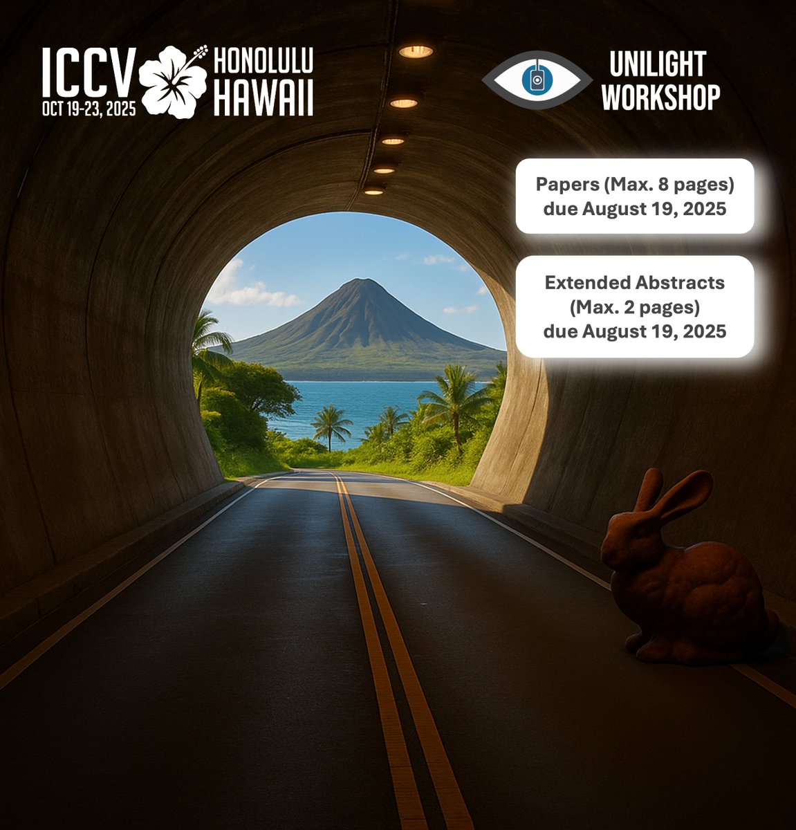 Congrats to all authors with accepted #ICCV25 papers.
And to those who didn’t make it, don’t lose hope, there’s still light at the end of the tunnel!

You can still join #ICCV25 in Hawai’i by submitting to the UniLight Workshop by August 19:

unilight-workshop.github.io/unilight2025/