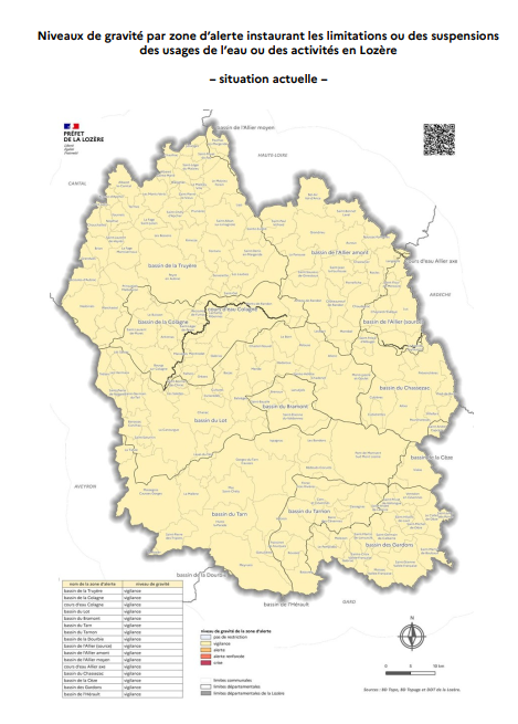 Prefet_48's tweet image. #s#sécheresse I 🟡 Les bassins versants du département de la Lozère entrent en vigilance
Une bonne saison de recharge par les pluies avait permis jusqu’à présent de maintenir le débit des cours d’eau en Lozère. Toutefois, l’absence de pluies significatives depuis le mois de mai…