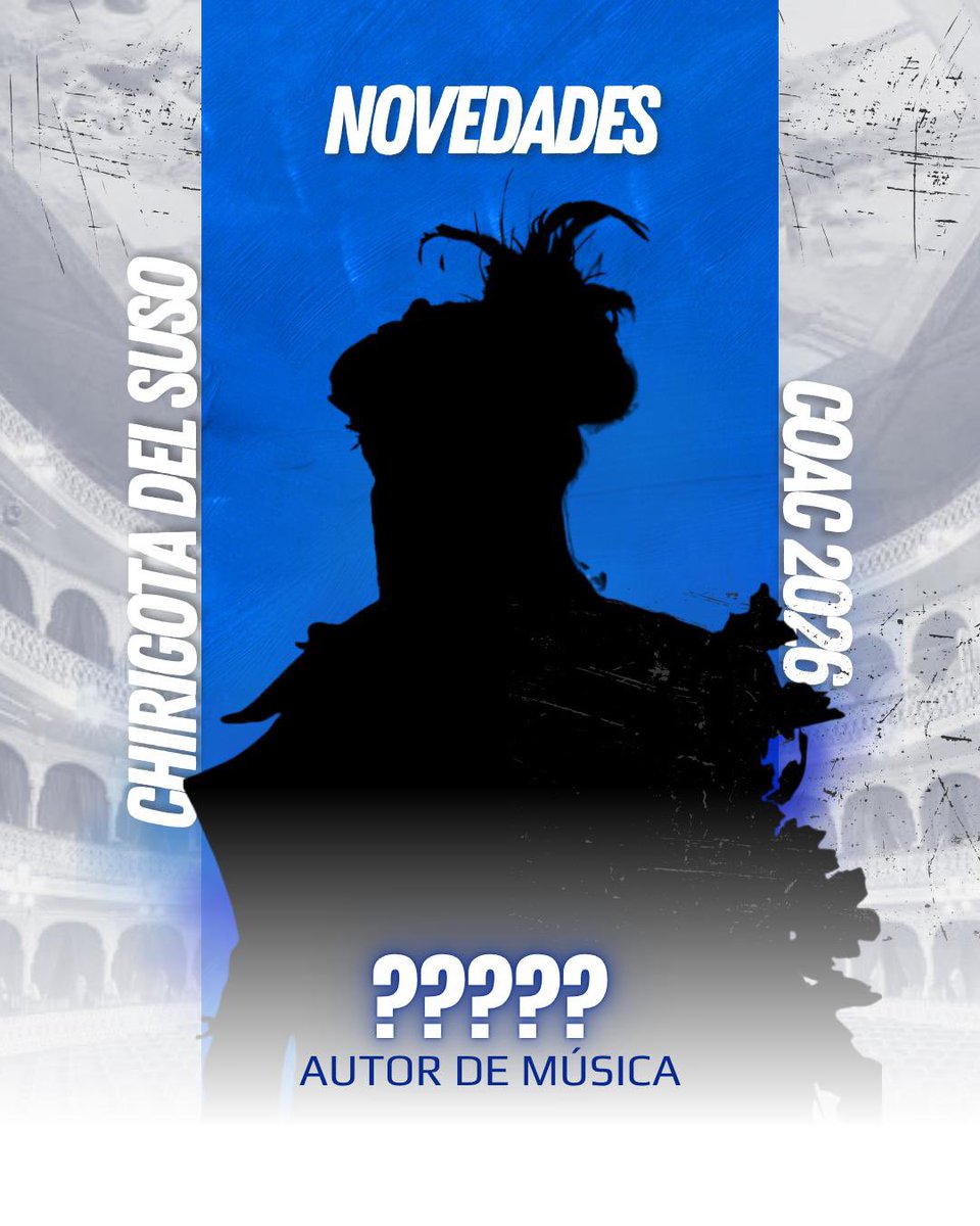 🚨🚨🚨🚨

Os traemos novedades, este año tendremos nuevo autor de música en la  chirigota, pronto lo anunciaremos.

Mientras tanto, ¿apuestas?¿Quién creéis que puede ser? 

Os leemos ⤵️

#COAC2026