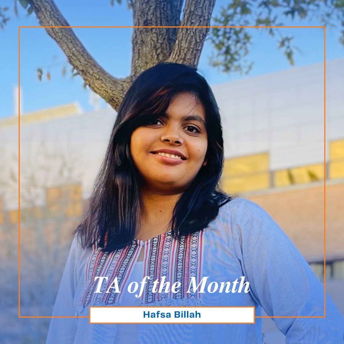 cseuta's tweet image. 👏 Congrats to Hafsa Billah, our TA of the Month! She supported students in our UTA–NEUC joint program with daily 5 AM office hours, cross-language grading, and amazing professionalism. A true example of global impact and Maverick excellence! 🌍💻 #UTACSE #TAoftheMonth