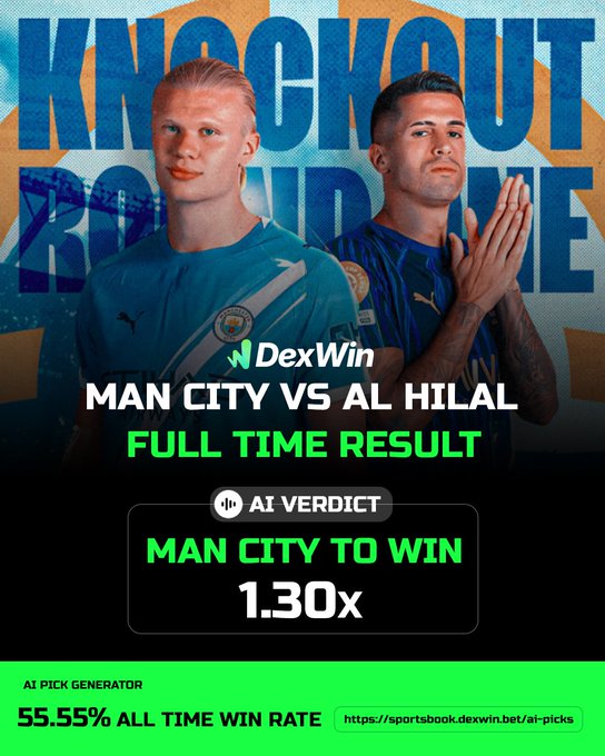 Manchester City vs Al Hilal Odds ⚽️ 🏆 | FIFA Club World Cup 2025 - Football Betting Odds Today, Predictions, Betting Lines & Picks by AI

✅ MANCHESTER CITY to Win @ 1.30 ✅ 

Follow @DexWin_Sports for the best football betting odds, football betting odds today, football betting picks and football predictions ⚽️